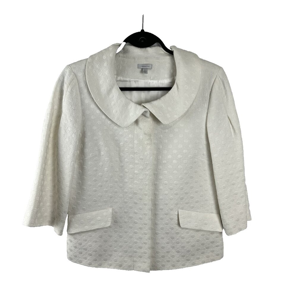 Anthropologie Semantiks Cream Peter-Pan-Collar Blazer Womens Size 8
